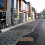 Commercial street and brickwork paving